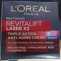 Нічний антивіковий крем для обличчя L`Oreal Paris Revitalift Laser Х3 50 мл
