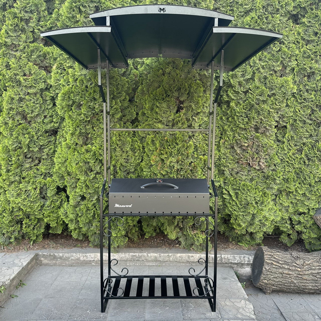 Мангал-барбекю на 12 шампурів 4 мм з дахом для пікніка відпочинку B_2327, фото 1