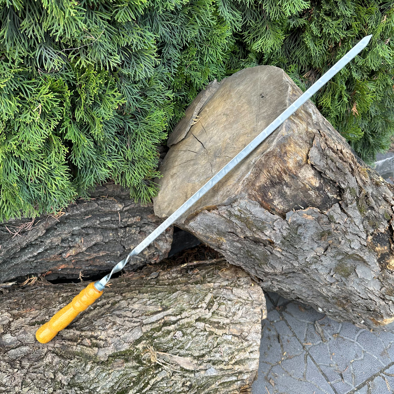 Шампур 740х12х3мм з дерев'яною ручкою для шашлику мангалу B_2330, фото 1