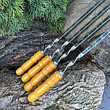 Шампур 740х12х3мм з дерев'яною ручкою для шашлику мангалу B_2330, фото 4