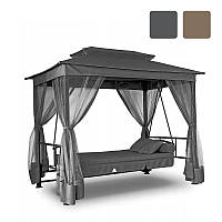 Гойдалка садова JUST GARDEN PANAMA + павільйон з москітною сіткою для дачі саду B_2339