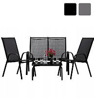 Садові меблі GardenLine SOFA Black Комплект стіл + крісла + диван для балкона тераси саду B_2341