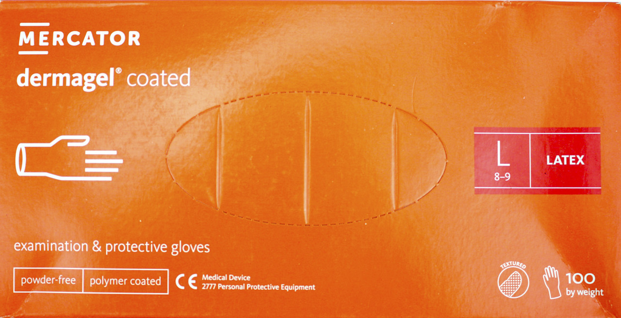 Рукавиці латексні "Dermagel coated" L нестерильні, не припудрені(100шт)(10), фото 1