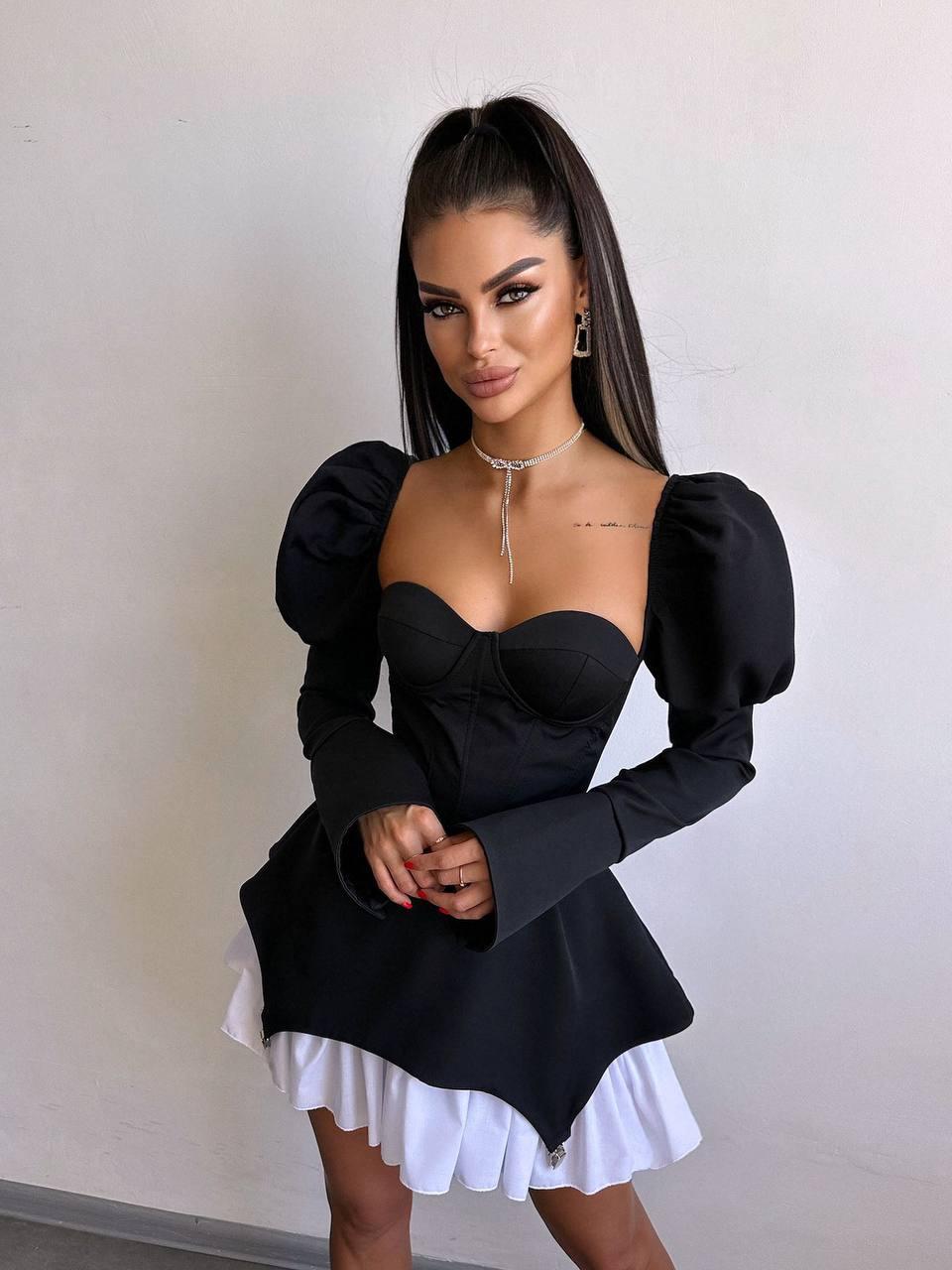 Жіноча міні сукня з чашками та елементами корсету, фото 1