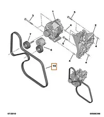 Ремінь генератора на Fiat Qubo, Peugeot Bipper, Citroen Nemo (2008-...) 1.3Mjtd/HDi, 55218886, 5750ZV, 5750YH
