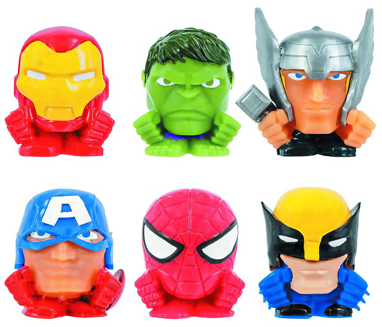 Набір іграшок антистрес сквіші Месники 6 шт - Advengers, Super Squishy, Tor, Iron Man, Hulk, Spider Man, фото 1