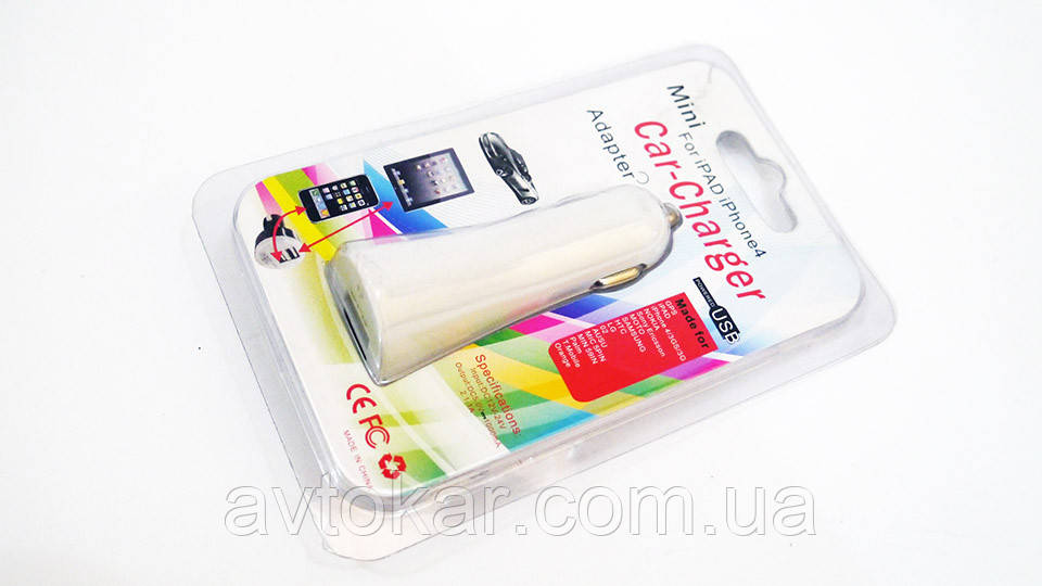 Автомобільний зарядний Car Charger 2 USB ORG, фото 1