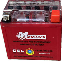 Гелевий мото-акумулятор 12В 5А/год АКБ YTX5L-BS 5АМ (MF) GEL Mototech