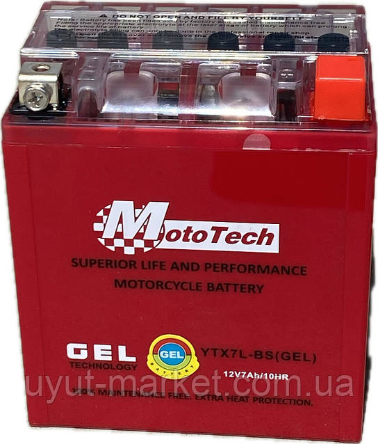 あち Гелевый мото-аккумулятор АКБ 12В 7А/ч Mototech YTX7L-BS GEL