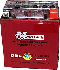 Гелевий мото-акумулятор АКБ 12В 7А/год Mototech YTX7L-BS GEL, АКБ YTX7L-BS 7АМ (ВИСОКИЙ)