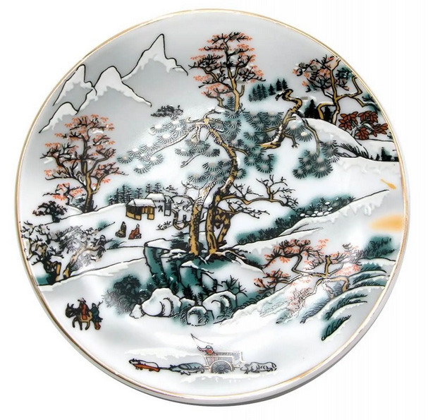 Тарілка для декору маленька Зимовий пейзаж, фото 1