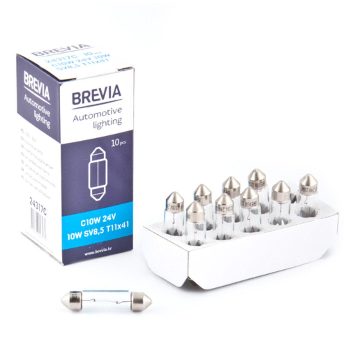 Лампа розжарювання Brevia C10W 24V 10W SV8.5 T11x41 CP, 10шт, фото 1