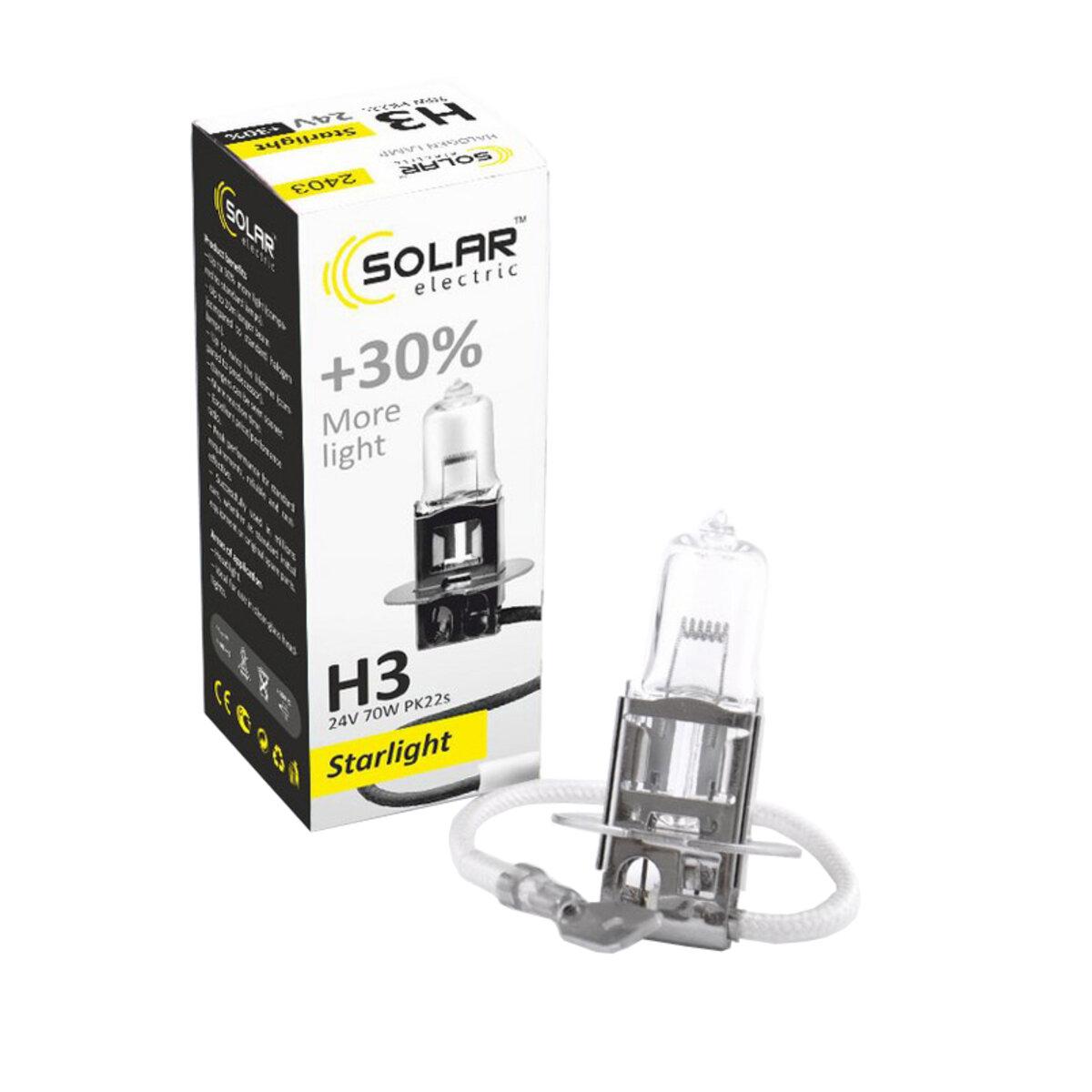 Галогенова лампа Solar H3 24V 70W PK22s Starlight +30%, фото 1
