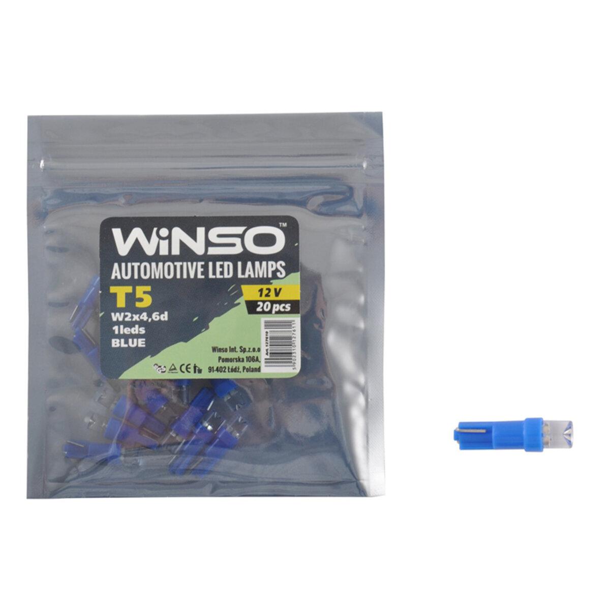 LED автолампа Winso 12V FLUX T5 W2x4.6d, 20шт 127610