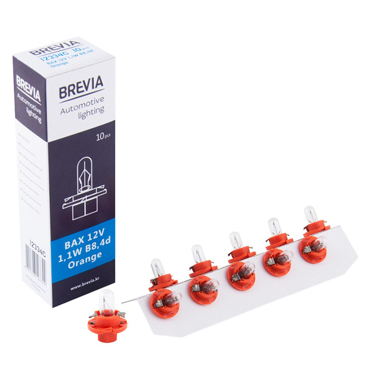 Лампа розжарювання Brevia BAX 12V 1,1W B8,4d Orange CP, 10шт, фото 1