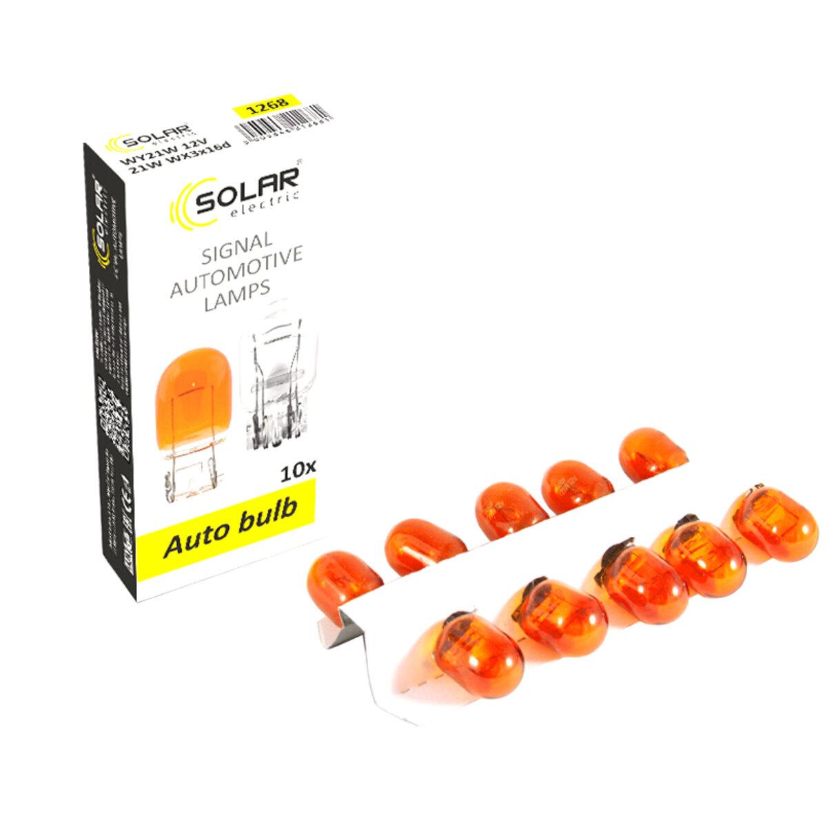 Лампа розжарювання Solar WY21W AMBER 12V W3x16d, 10шт, фото 1
