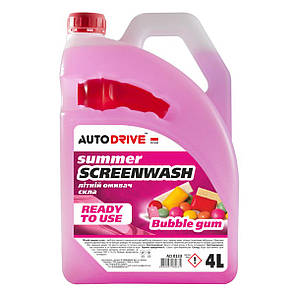 Омивач скла літній AutoDrive Bubble Gum 4л