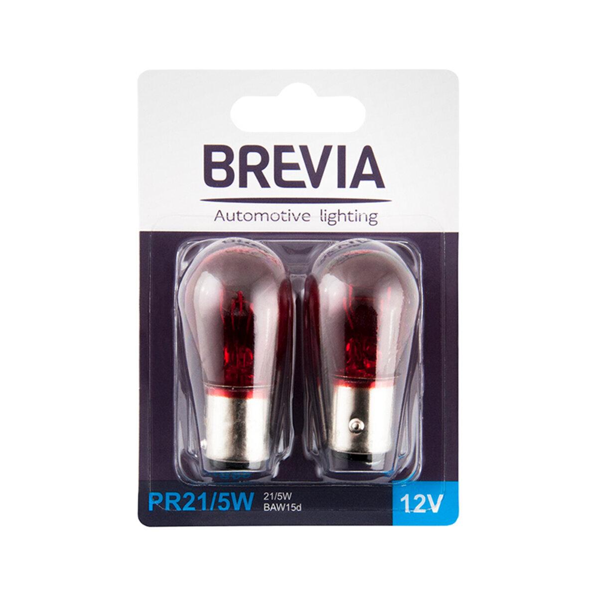 Лампа розжарювання Brevia PR21/5W 12V 21/5W BAW15d червона 2шт, фото 1