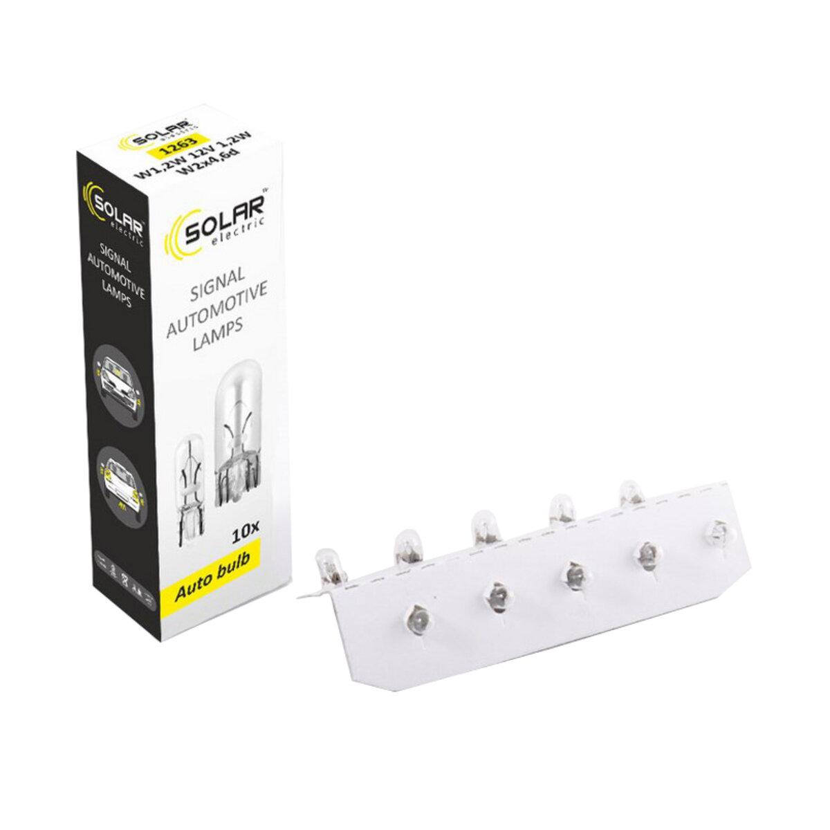 Лампа розжарювання Solar W1.2W 12V 1.2W W2x4.6d, 10шт, фото 1
