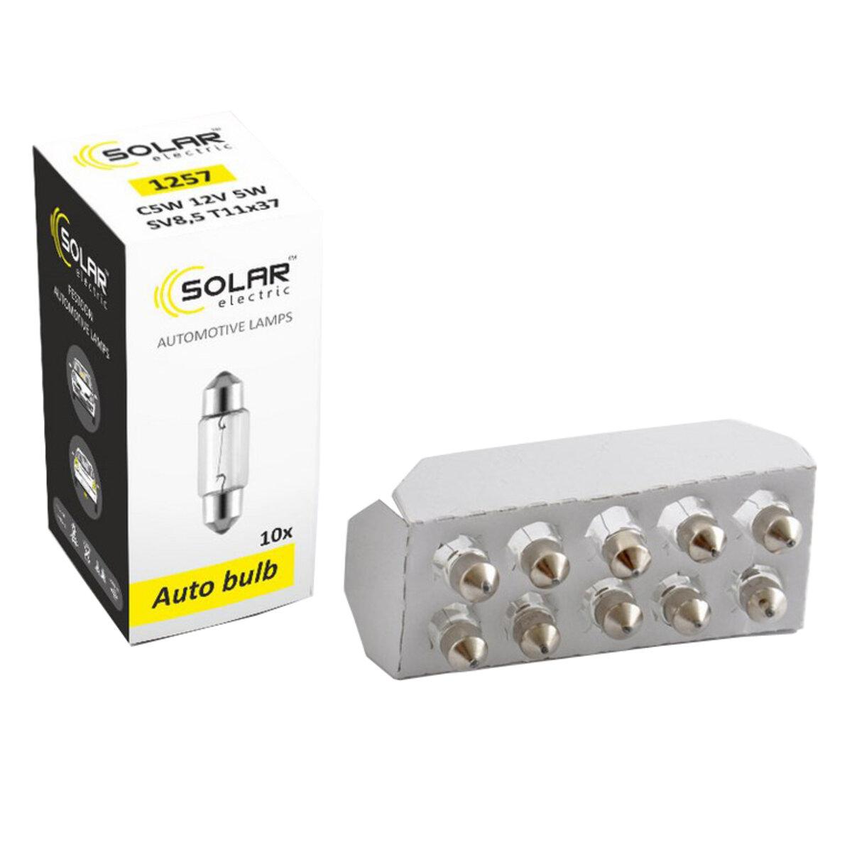 Лампа розжарювання Solar C5W 12V 5W SV8.5 T11x37, 10шт, фото 1