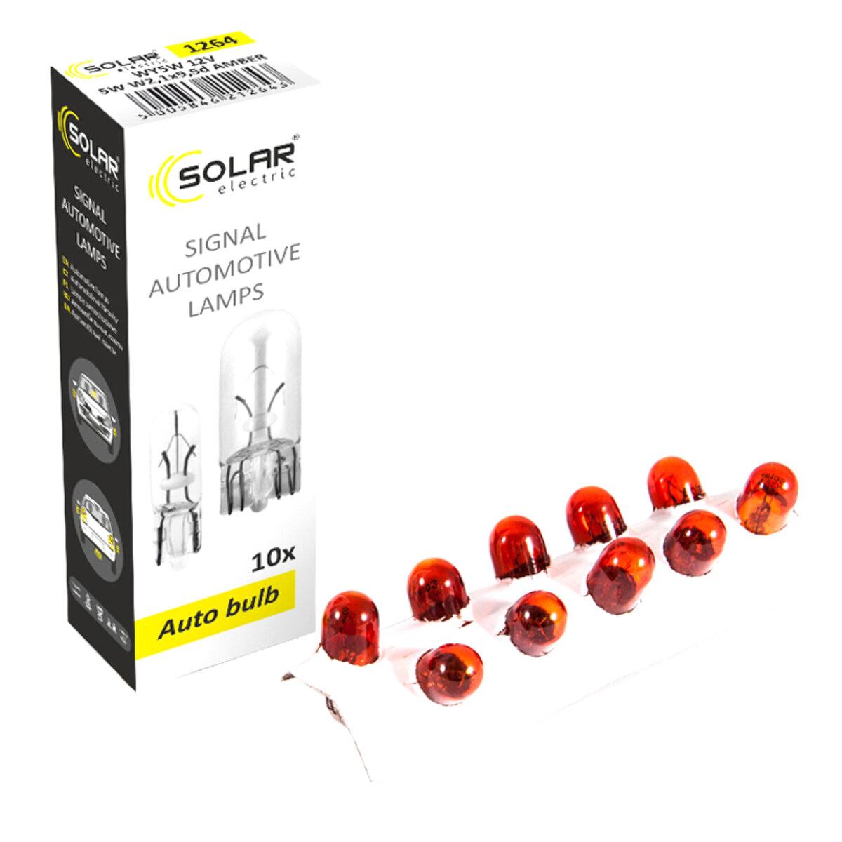 Лампа розжарювання Solar WY5W AMBER 12V W2,1x9,5d, 10шт, фото 1