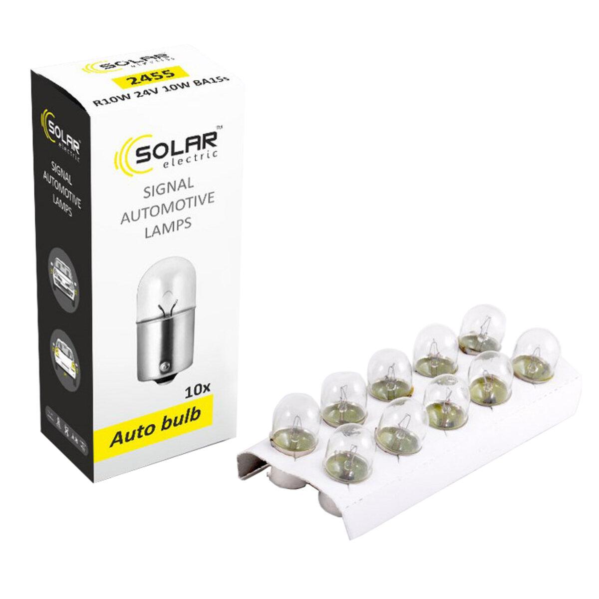 Лампа розжарювання Solar R10W 24V 10W BA15s, 10шт, фото 1