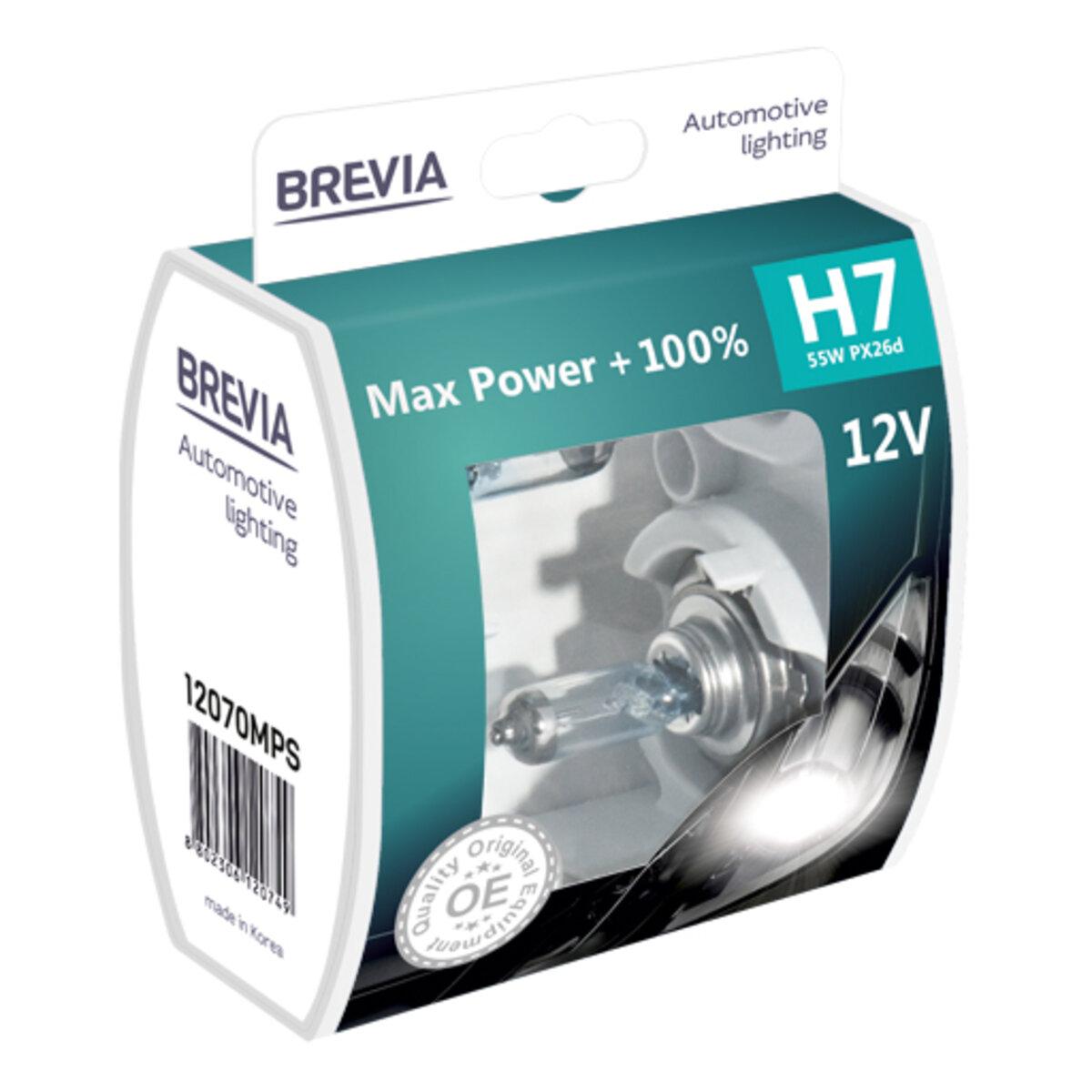 Галогенова лампа Brevia H7 12V 55W PX26d Max Power +100% S2, фото 1