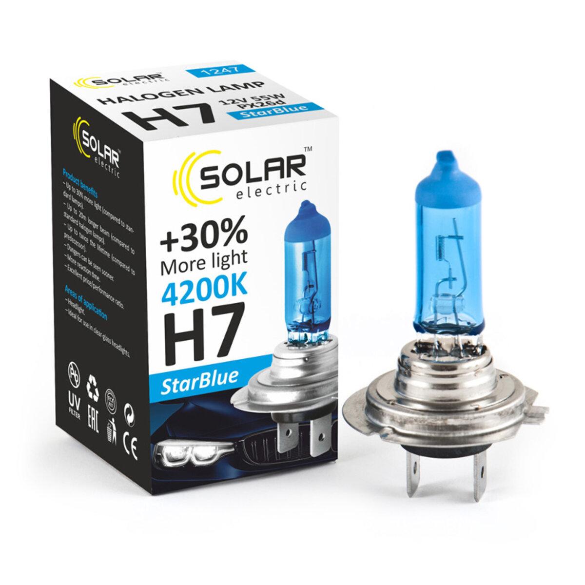 Галогенова лампа Solar H7 12V 55W PX26d StarBlue 4200K, фото 1