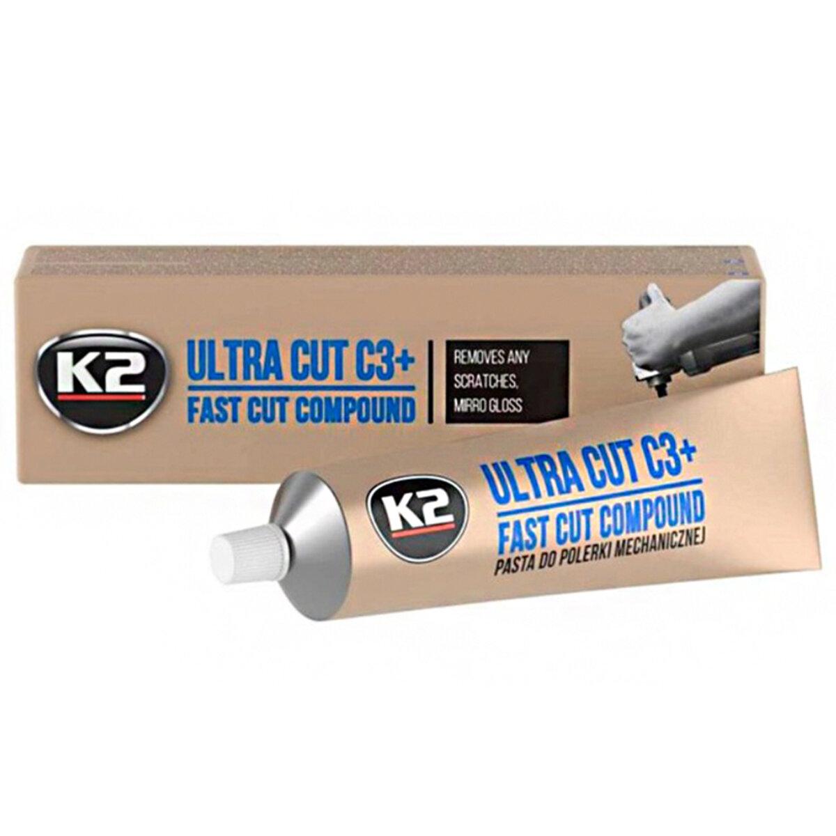 Універсальна паста для полірування кузова (для шліфувальних машин) K2 Ultra Cut С3+ 100г, фото 1