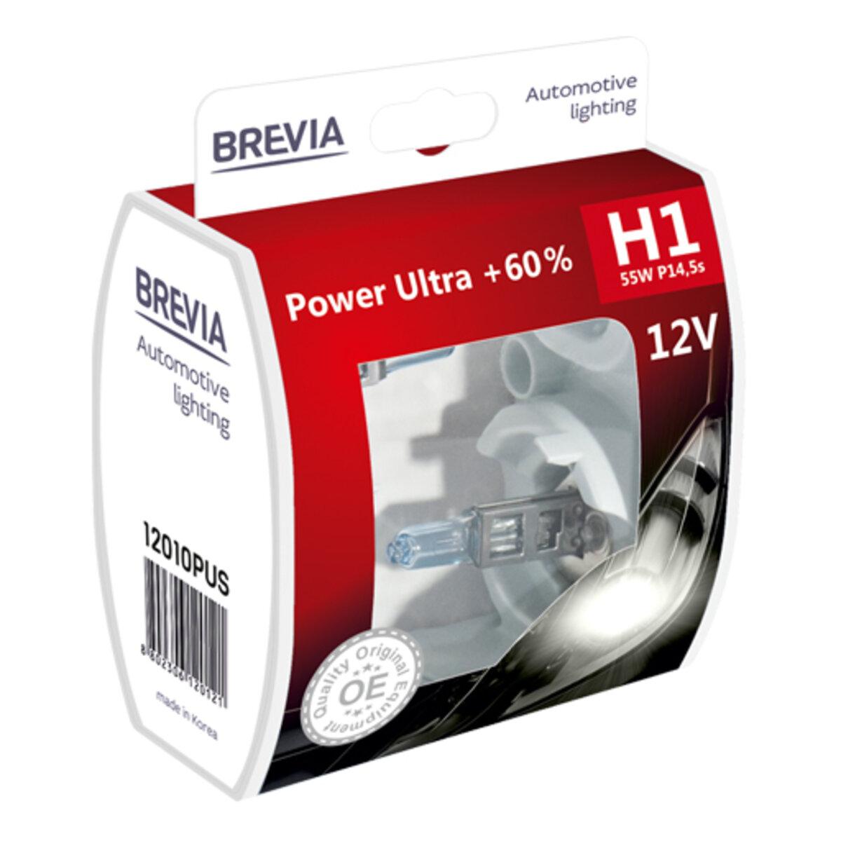 Галогенова лампа Brevia H1 12V 55W P14.5s Power Ultra +60% S2, фото 1