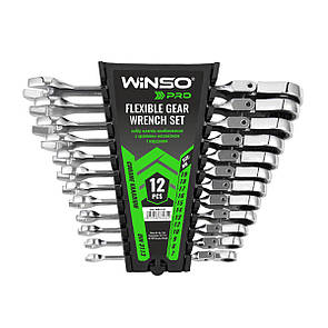 Набір ключів Winso PRO комбіновані з тріскачкою та карданом CR-V 12шт (7-8-9-10-12-13-14-15-16-17-18-19мм)