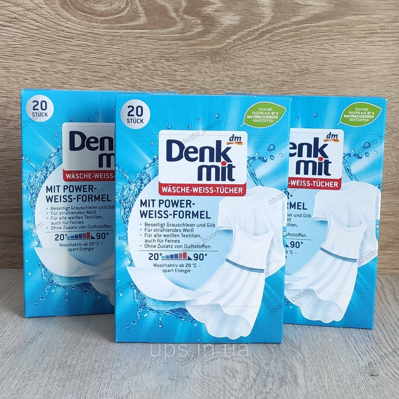 Серветки Denkmit для прання білої білизни, 20 шт, фото 1