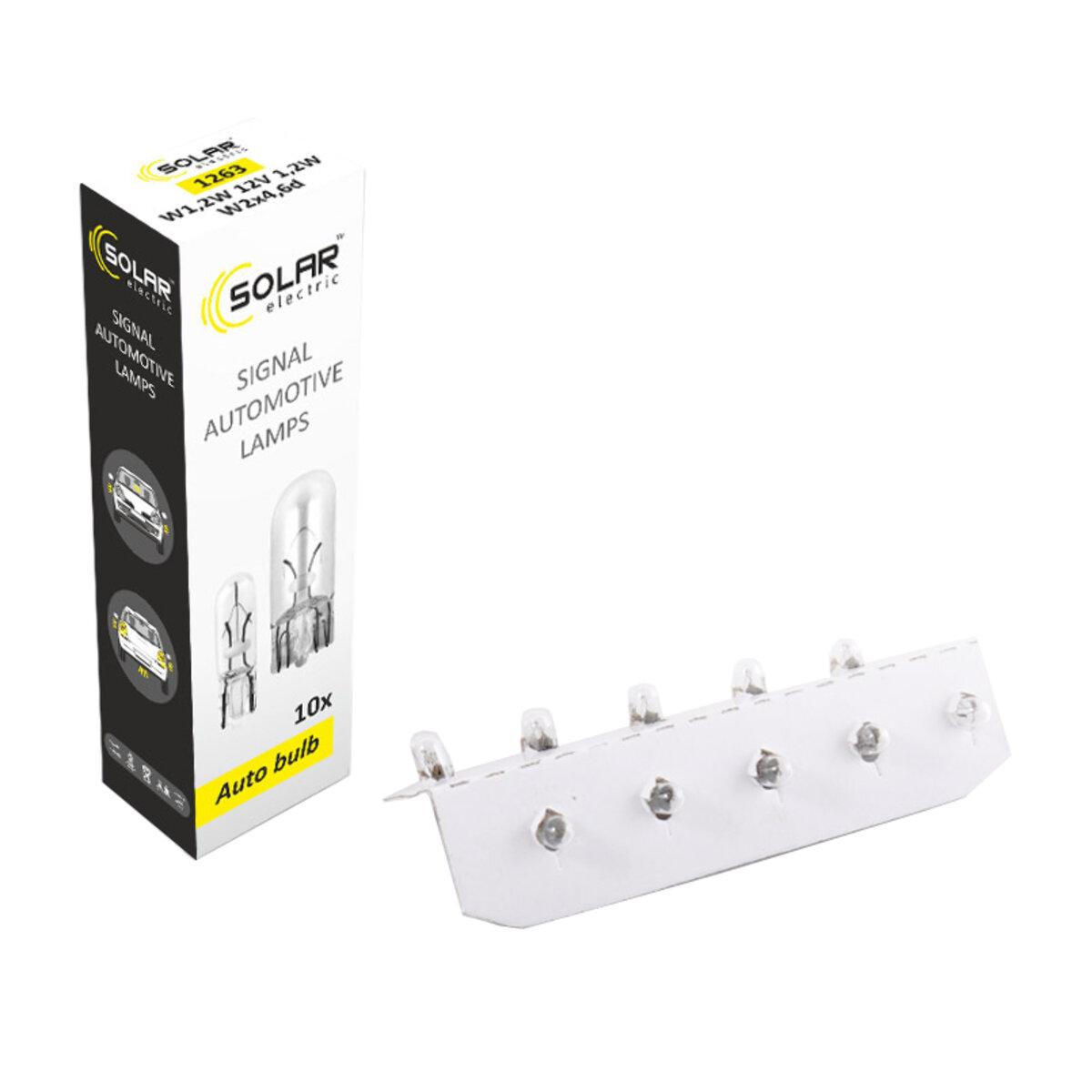 Лампа розжарювання Solar W5W 12V 5W W2.1x9.5d, 10шт, фото 1
