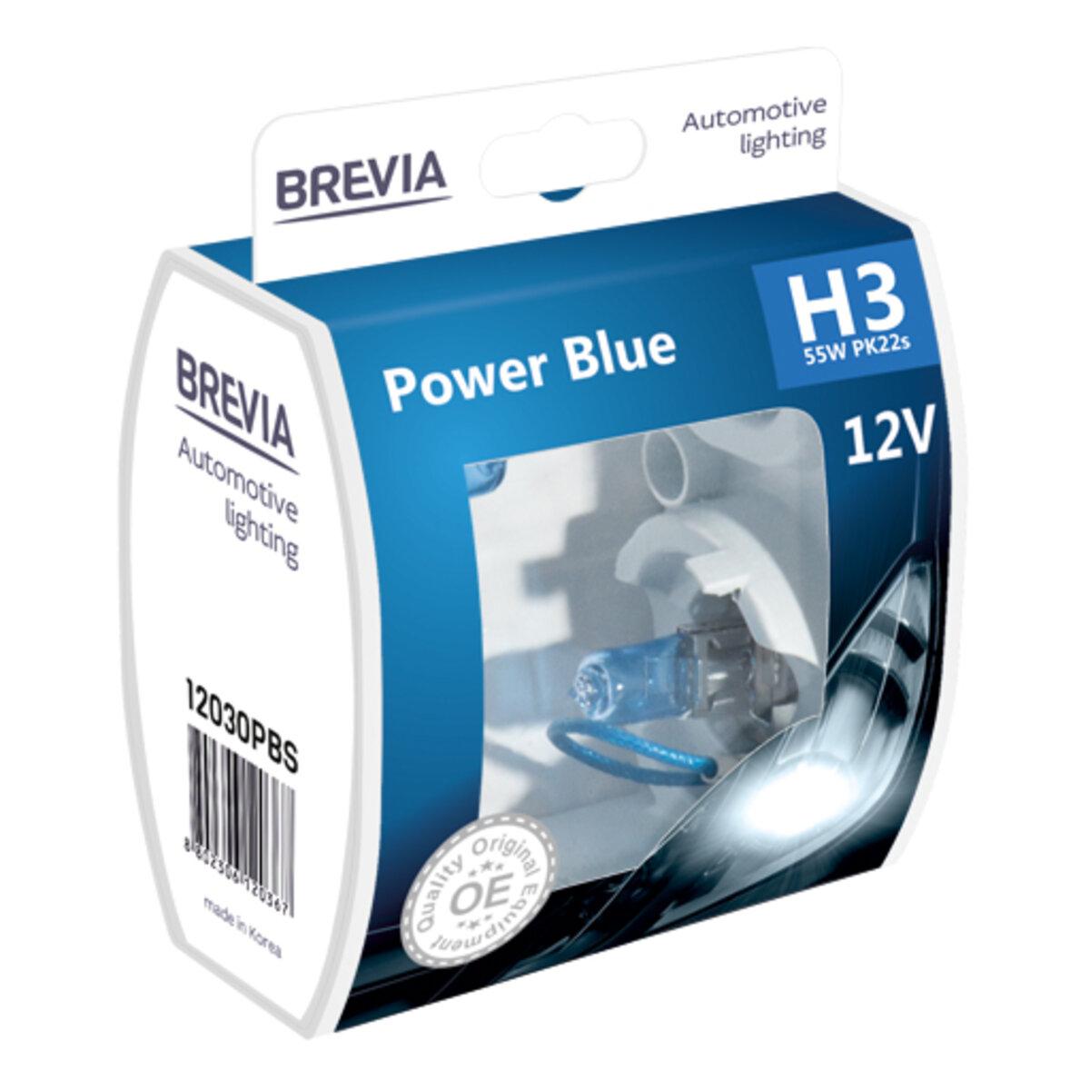 Галогенова лампа Brevia H3 12V 55W PK22s Power Blue S2, фото 1
