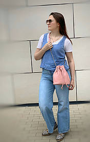 Сумка жіноча "Бель" натуральна шкіра, рожева флотар