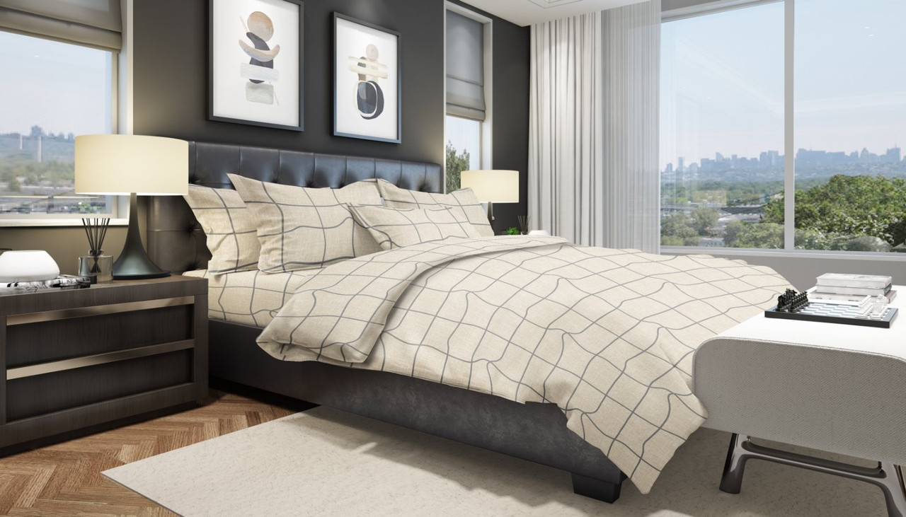 Підковдра 200х215 Домашній Затишок (Б) Square on beige бежевий бязь голд арт. 9985898