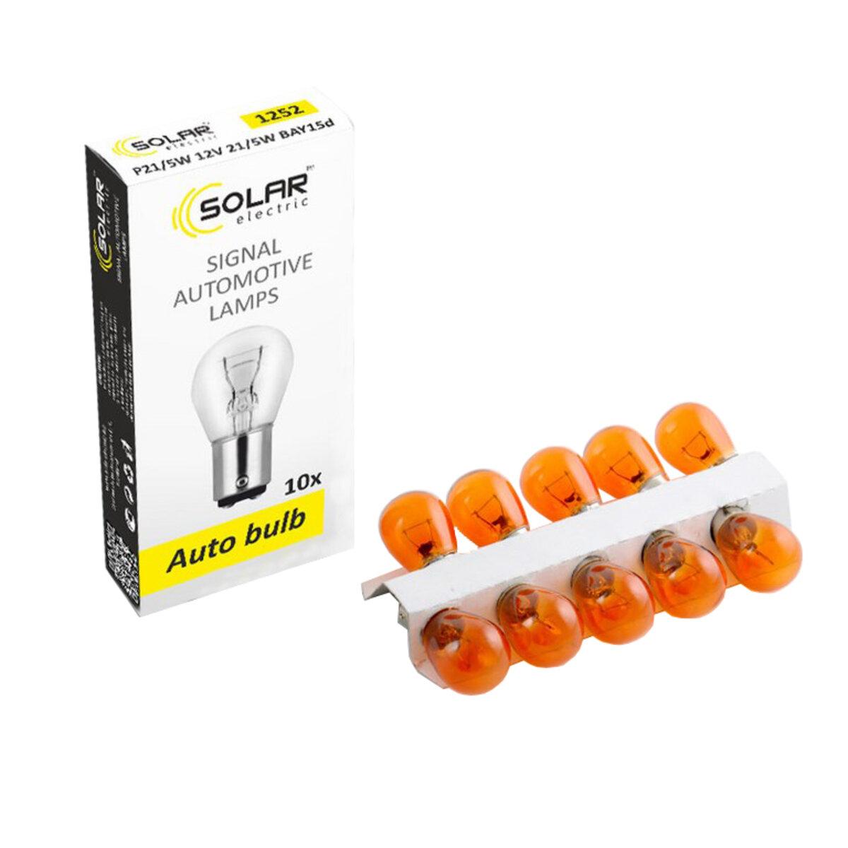 Лампа розжарювання Solar PY21W 12V 21W BAU15s Amber, 10шт, фото 1