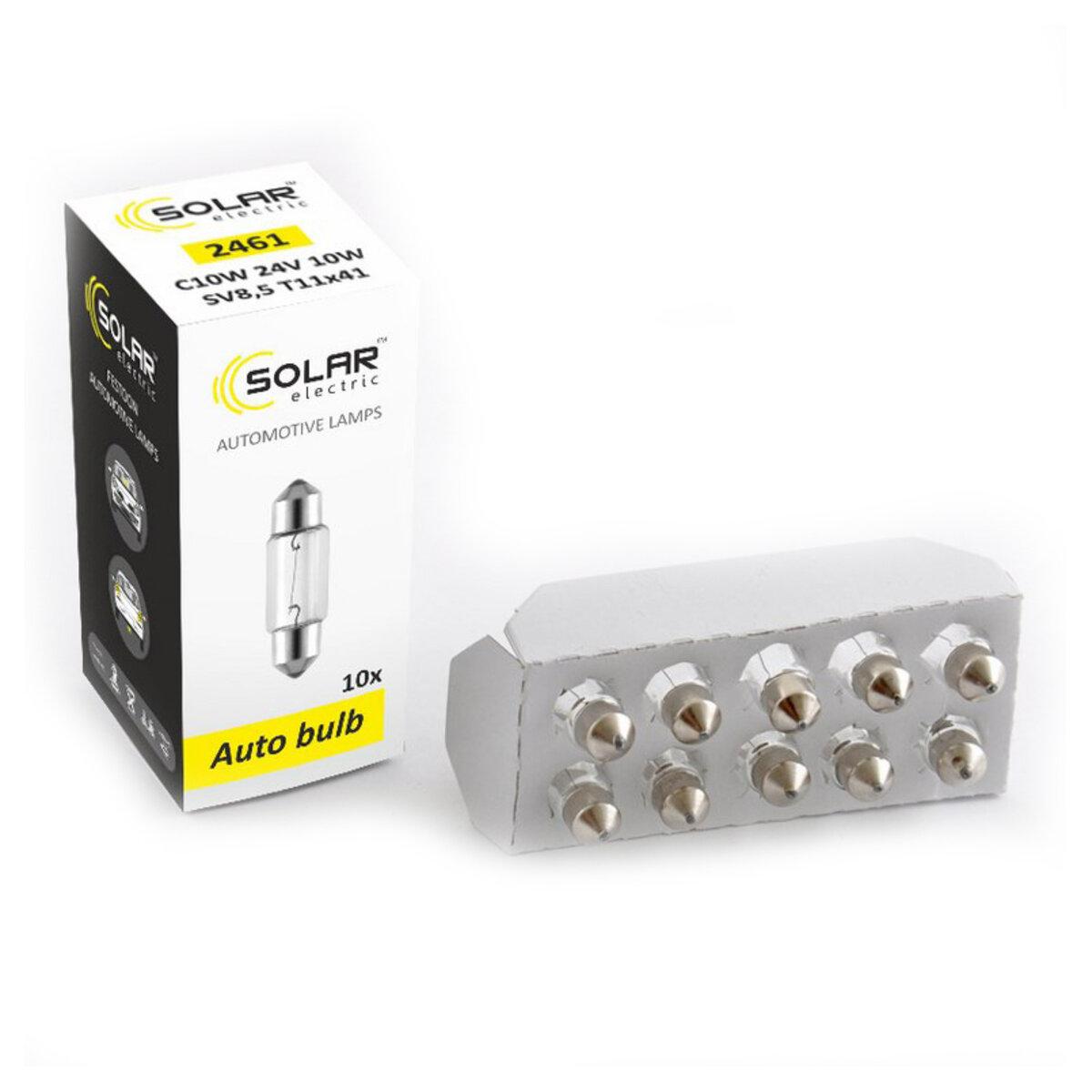 Лампа розжарювання Solar C10W 24V 10W SV8.5 T11x41, 10шт, фото 1