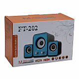 Комп'ютерні USB колонки для ПК ноутбука Настільні колонки із сабвуфером FT-202, фото 6