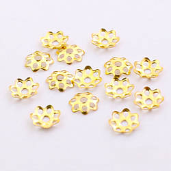 Обіймач для намистин Квітка 6 мм +-300 шт. Золото світле
