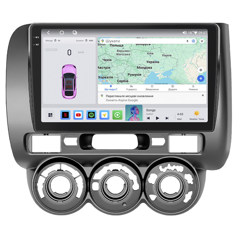 Штатна магнітола Lesko для Honda Jazz I Manual AC 2001-2005г 9" 4/64 QLED CarPlay 4G Wi-Fi GPS 360 Prime Джаз