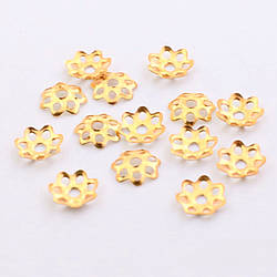 Обіймач для намистин Квітка 8 мм +-300 шт. Золото яскраве