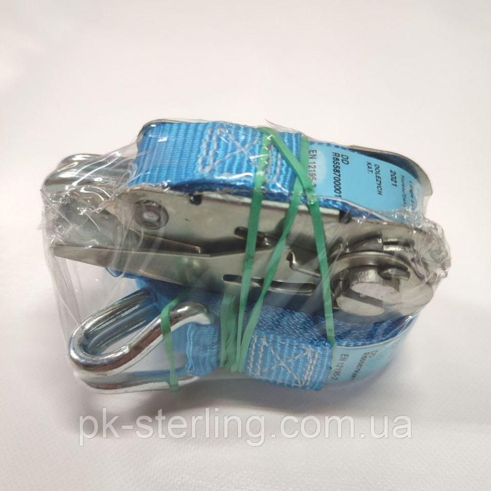 Ремінь стяжний Dolezych - 2М, 500КГ з 2 гачками та храповиком (Німеччина), фото 1