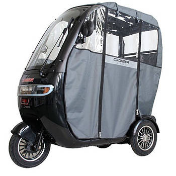 Триколісний електротрайк на акумуляторі 800W із дощовиком Crosser TR3 Чорний Електричний трицикл 10 колеса