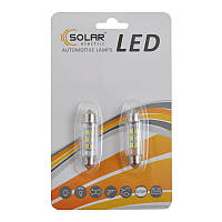 Автолампи світлодіодні Solar LED 12 V SV85 T11x39mm 6SMD 3528 white 2шт (LS276_b2) AVK