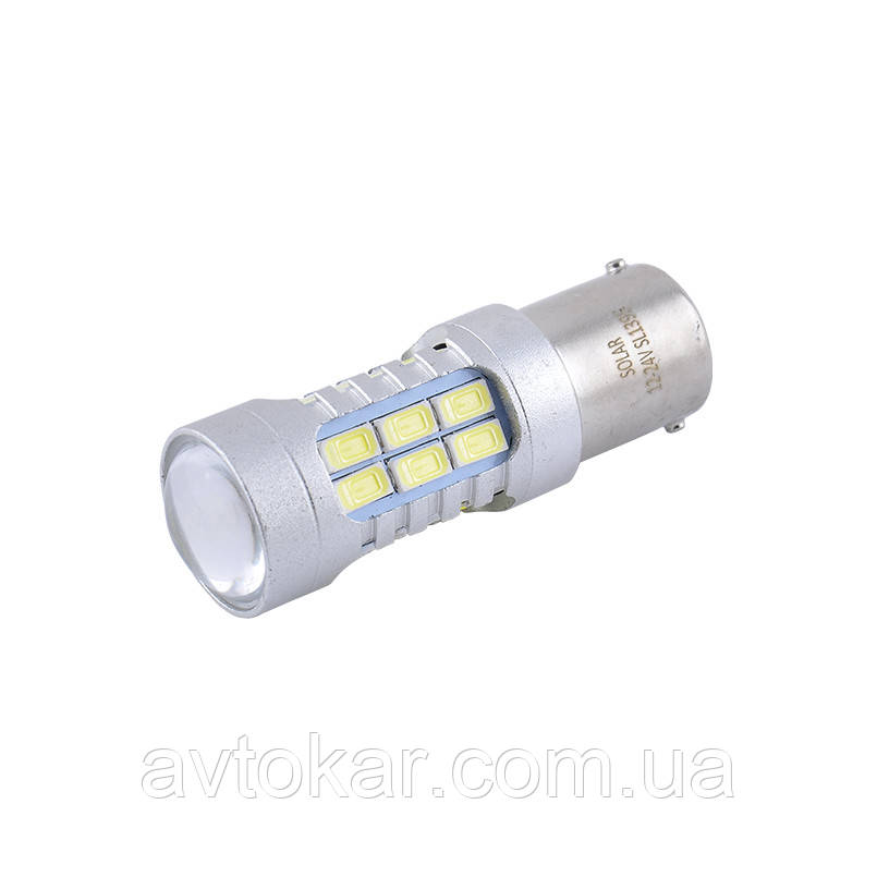 Світлодіодні LED автолампи SOLAR Premium Line 12-24 V S25 BA15s 27SMD 2835 CANBUS Non-Polar white блістер 2 шт. AVK, фото 1