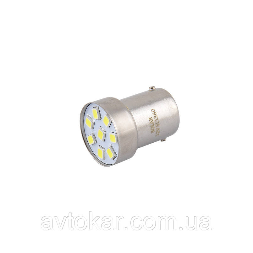Світлодіодні LED автолампи SOLAR Premium Line 12 V G185 BA15s 8SMD 2535 white блістер 2шт (SL1380) AVK, фото 1