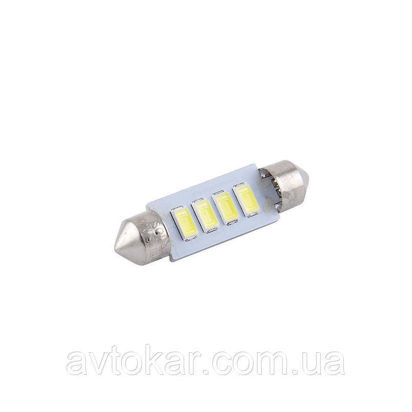 Світлодіодні LED автолампи SOLAR Premium Line 12 V SV85 T11x39 4SMD 5730 white блістер 2шт (SL1353) AVK, фото 1