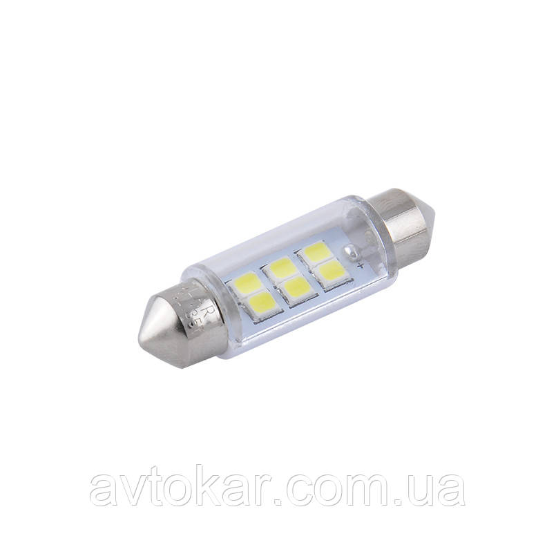 Світлодіодні LED автолампи SOLAR Premium Line 12 V SV85 T11x39 6SMD 2835 white блістер 2шт (SL1351) AVK, фото 1