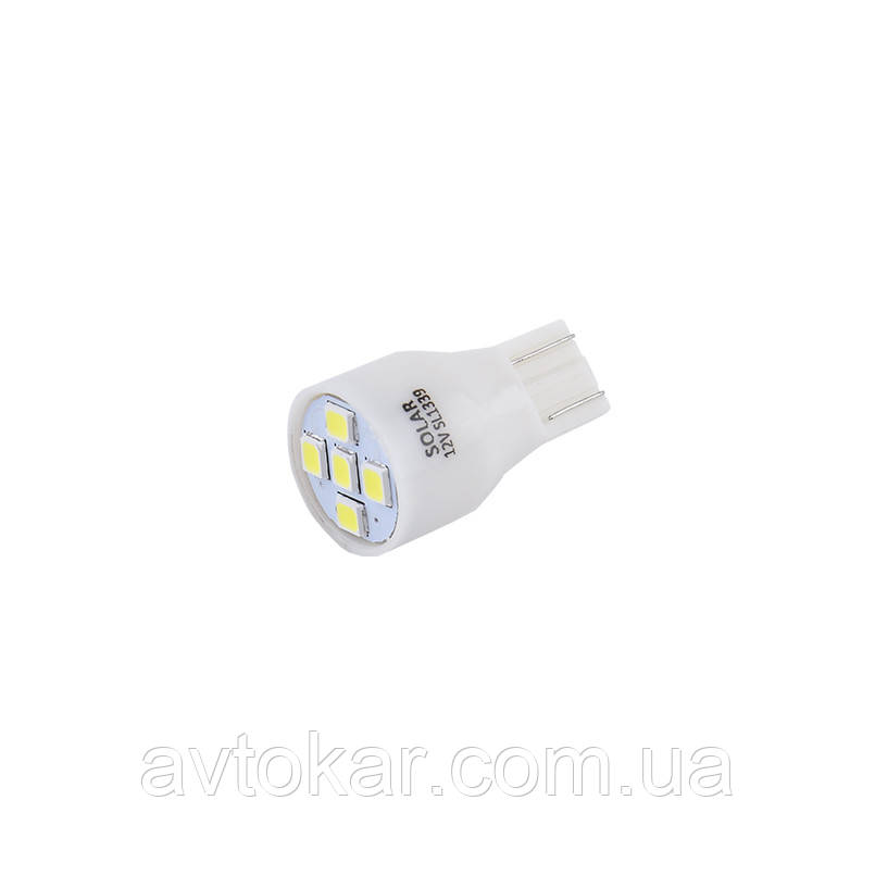 Світлодіодні LED автолампи SOLAR Premium Line 12 V T10 W21x95d 5SMD 2835 white блістер 2шт (SL1339) AVK, фото 1